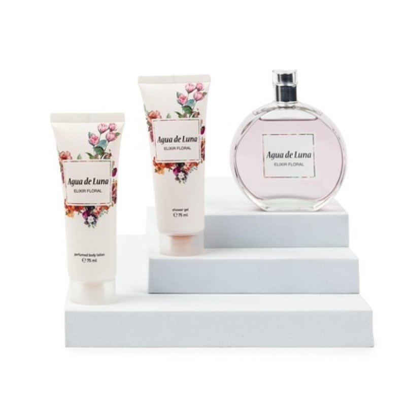 AGUA DE LUNA Floral Elixir Gift Set for Women Eau de Toilette 100ml Body Cream 75ml Shower Gel 75ml Citrus and Floral