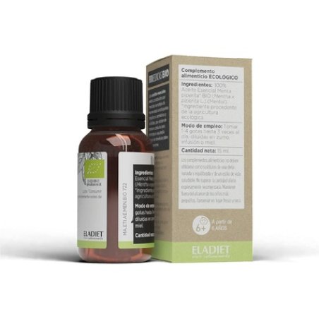 Organic Peppermint Essential Oil 15ml - Helps Optimal Function of Intestinal Transit and Respiratory System - Relaxing