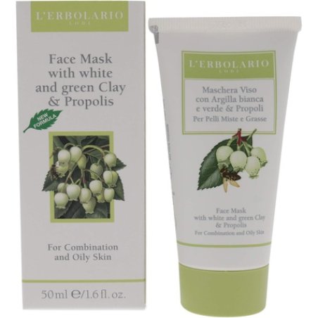 Lerbolario Face Mask with White and Green Clay for Unisex 1.6 Oz