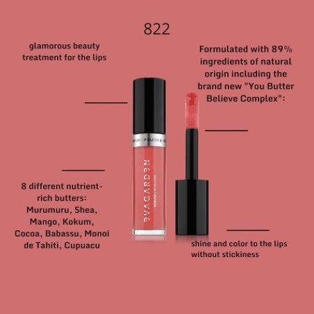 Evagarden Serum Lip Gloss 822 Red Orange for Women 0.17 Oz