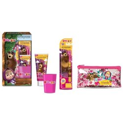 Naturaverde Kids Masha & Bear Oral Care Set with Soft Bristle Manual Toothbrush and 75ml Strawberry Toothpaste -