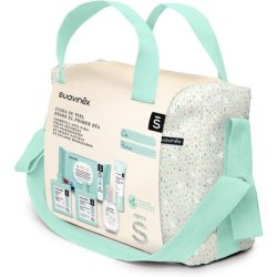 Suavinex Baby Trolley Bag with Cosmetics - Shampoo Gel, Moisturizing Lotion, Diaper Ointment, Baby Cologne, and Wipes -