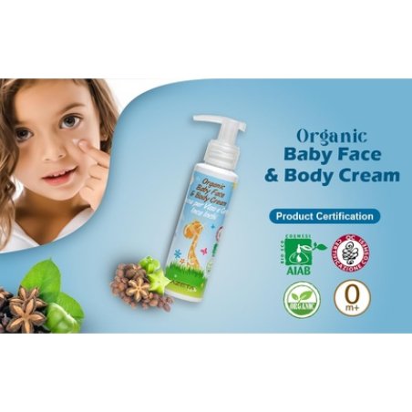 Organic Baby Face Cream 100% Controlled Organic Quality - Cares and Protects