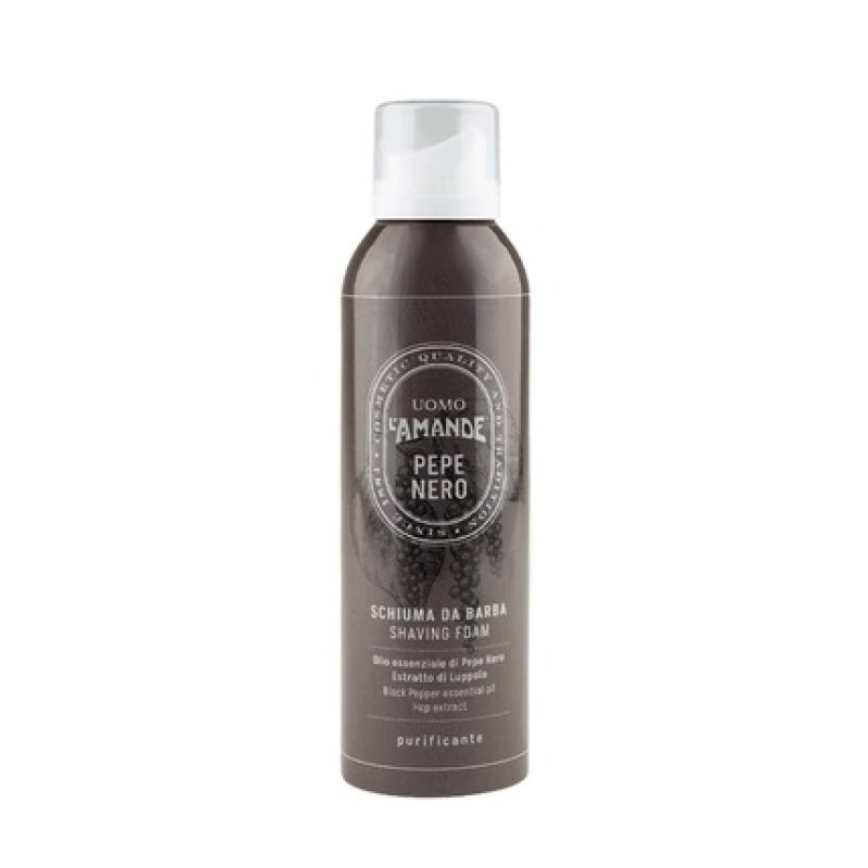 L'AMANDE Gentle and Moisturizing Shaving Foam for Men with Essential Black Pepper Oil Cleansing Emulsion Spray Promotes