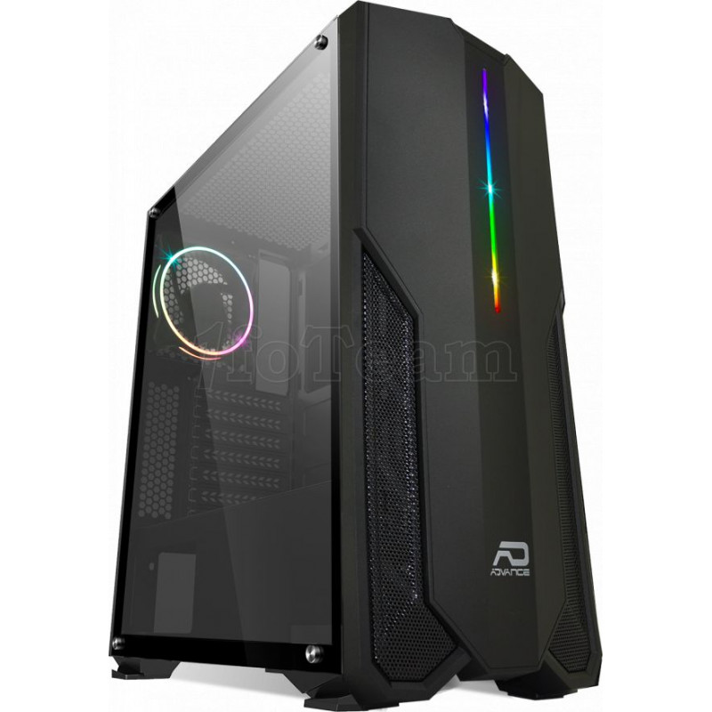 Boitier Moyen Tour ATX Advance compatible Phoenix RGB avec panneau vitré (Noir)