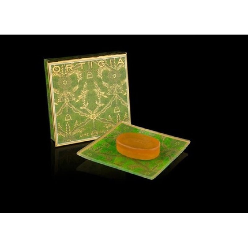 Ortigia Lime Glass Plate Soap 40g