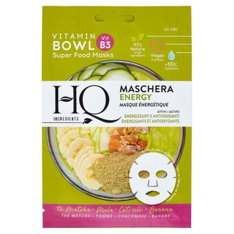 Hq Ingredients Energy Matcha Tea Mask With Apple, Cucumber, And Banana