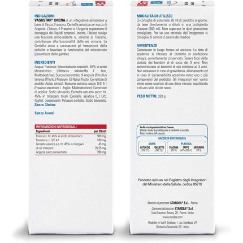 Vasostar Drainage Drinkable Dietary Supplement for Excess Fluid Drainage - Orange Peel 300ml