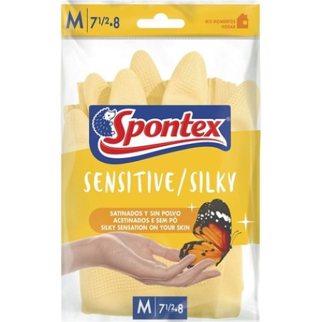 Spontex Sensitive Gloves, Durable Freshness And Antibacterial Protection, Size