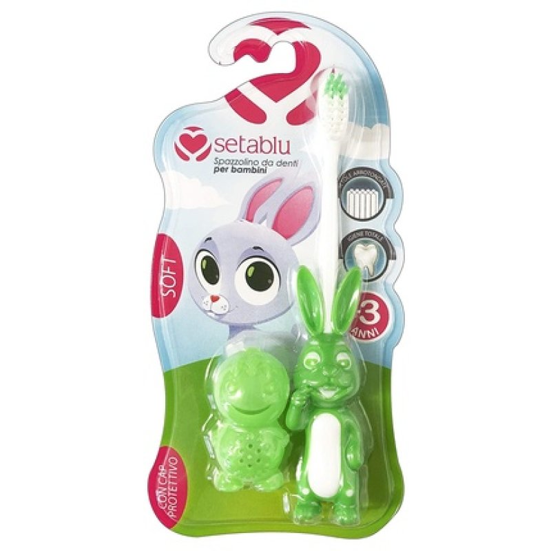 SETABLU Children's Toothbrush Rabbit Model with Soft Bristles and Cover