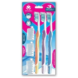 Setablu Toothbrush 3 Pack Medium with Cap Triple Force