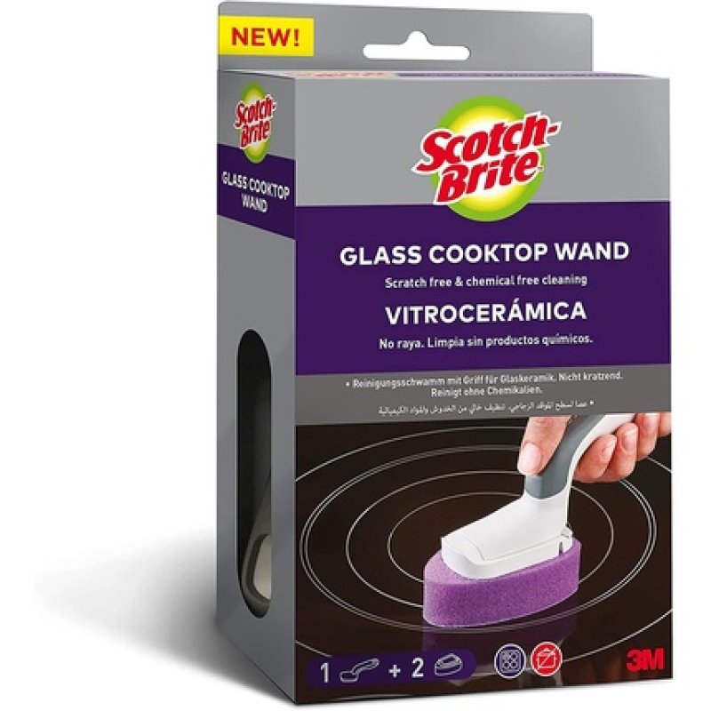 Scotch-Brite Glass Cooktop Cleaning Wand, 1/Pack 2 Refill Heads Dishwand