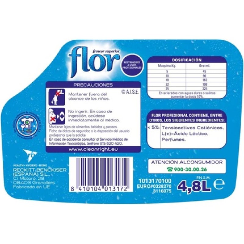 Flower Fabric Softener Regular Blue Professional 4800 Ml