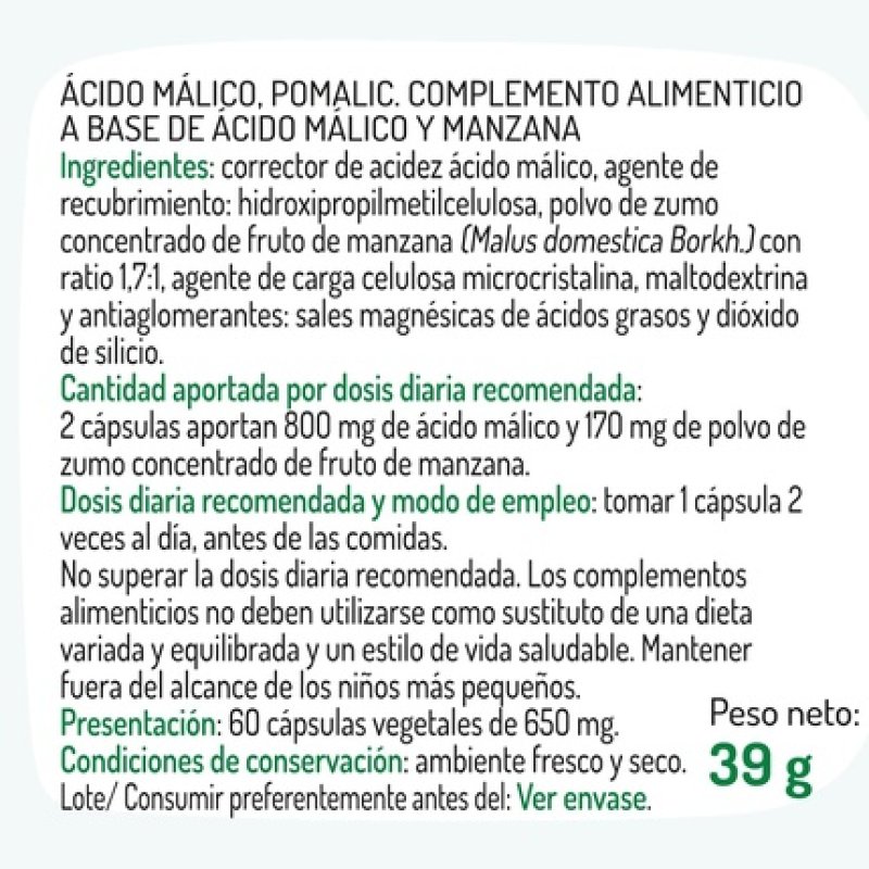 El Granero Integral Pomalic 60 Capsules Made with Malic Acid