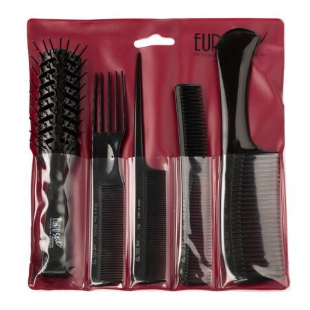Eurostil 00951 brosse à cheveux et peigne Universel Brosse et peigne à cheveux Noir 5 pièce(s)