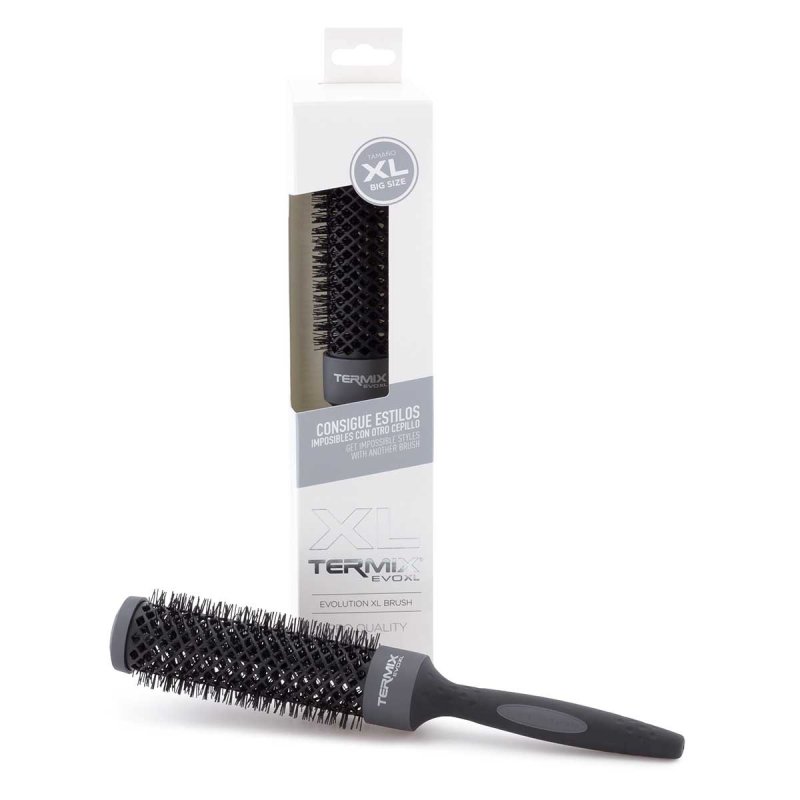 Termix Evolution XL Round Hairbrush Ø 23mm 3cm Longer with Ionized Fibers and 25% Extra Surface for Faster Drying Black