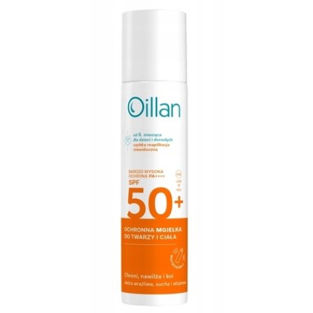 Oillan Protective Sunscreen Mist With Spf50 For Sensitive Skin, 75 Ml