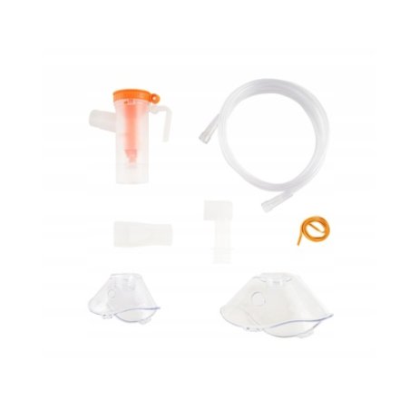 Oromed Inhaler Accessory Set Orange Mouthpiece Masks Tube