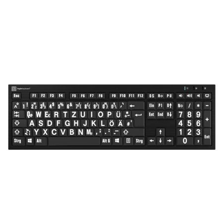 LogicKeyboard XL-Print White on Black DE (PC/Nero)
