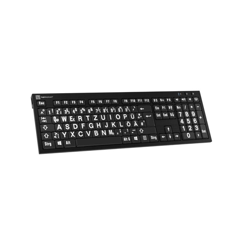 LogicKeyboard XL-Print White on Black DE (PC/Nero)