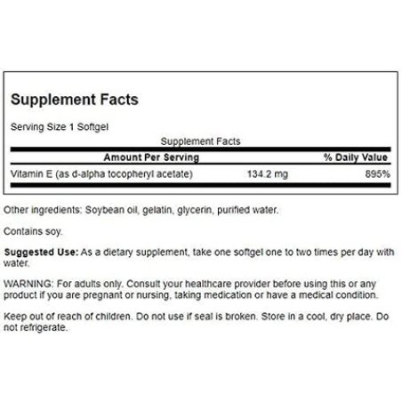 Swanson Natural Vitamin E Supplement Supporting Heart Health & Tissue Protection 100 Softgels 200IU Each