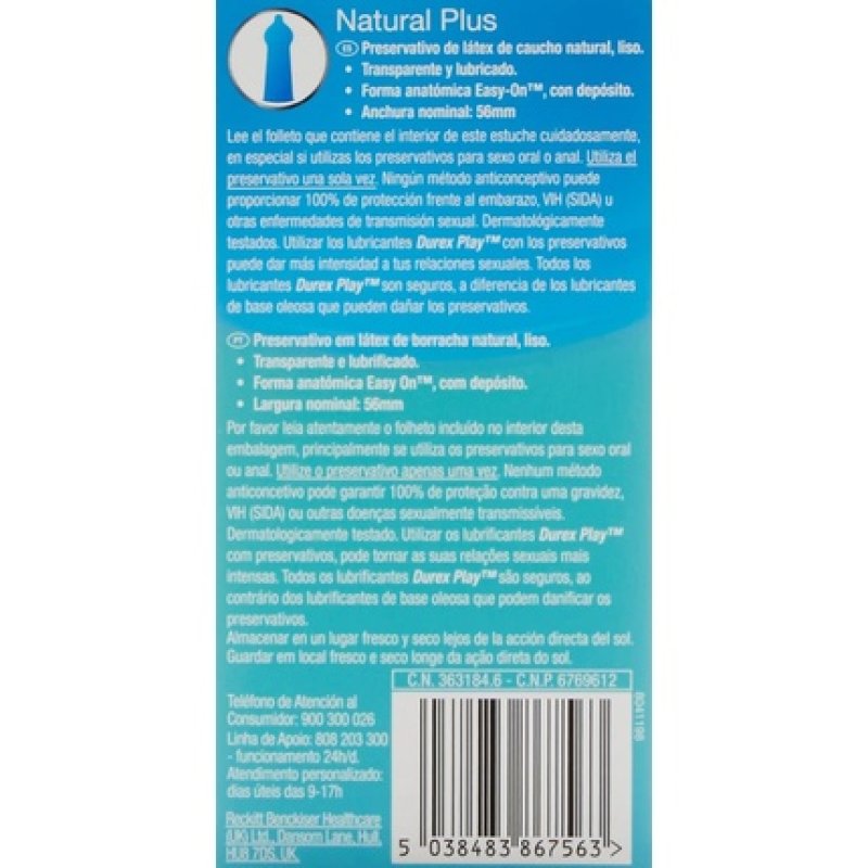 Durex Natural Plus 6 Units - Pack of 6