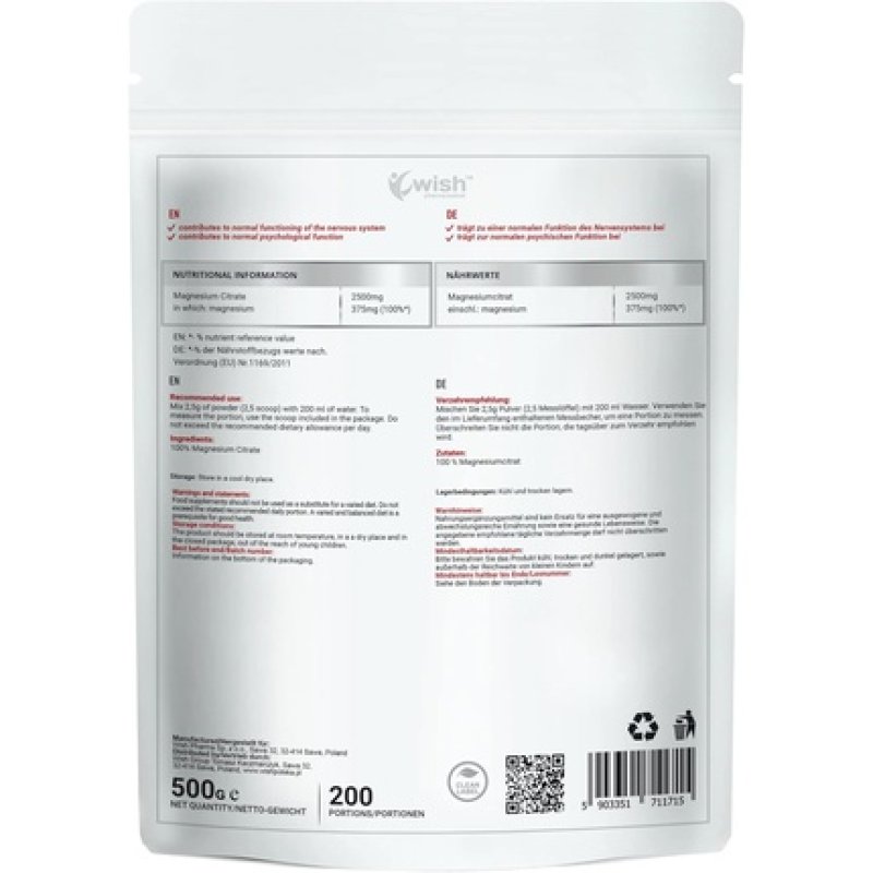 Wish Pharmaceuticals Magnesium Citrate 500g