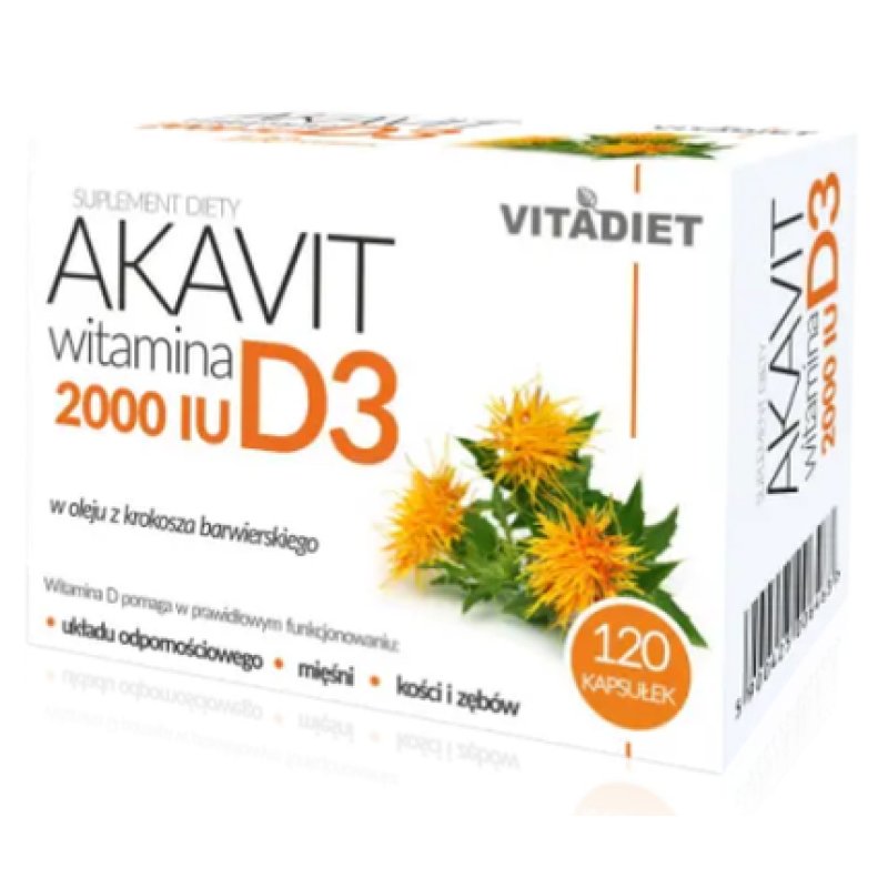 Vitadiet Akavit Vitamin D3 2000 IU 120 Capsules