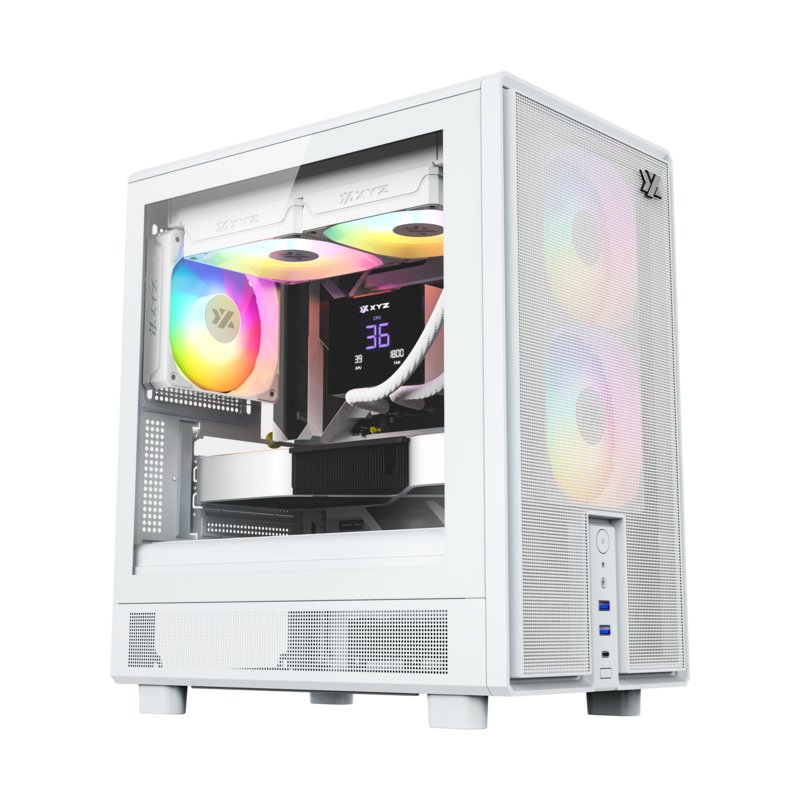 Boitier Mini Tour Micro ATX XYZ Atom RGB avec panneau vitré (Blanc)