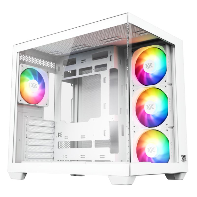 Boitier Moyen Tour ATX XYZ Tesseract X RGB avec panneaux vitrés (Blanc)