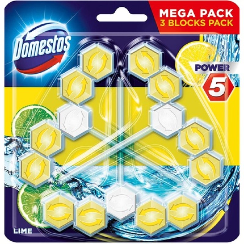 Domestos Power 5 Lime Toilet Freshener 55g - Pack of 3