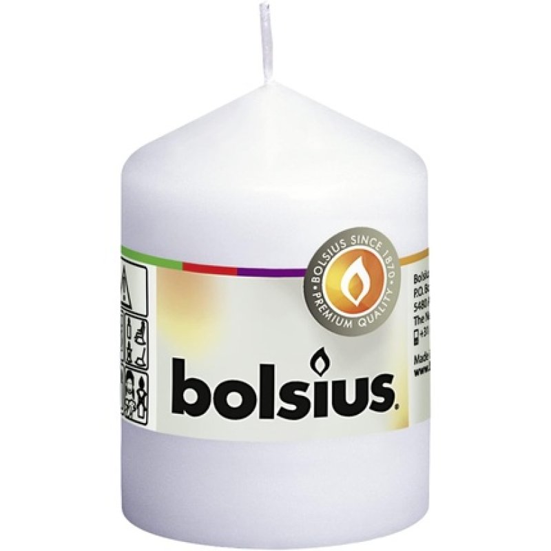 Bolsius Pillar Candle Paraffin Wax White 6x6x8 cm