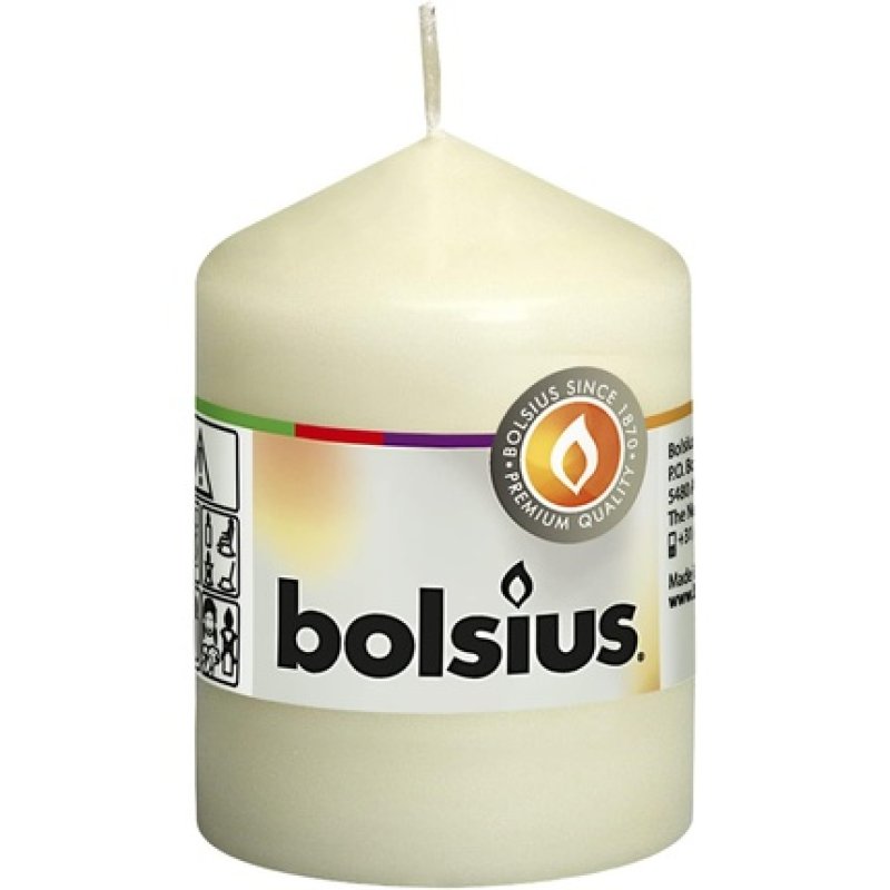 BOLSIUS Pillar Candle Ivory Paraffin Wax 6x6x8 cm