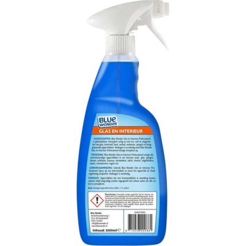 Blue Wonder Professional Glass And Interior Cleaner Spray - 1000 Ml