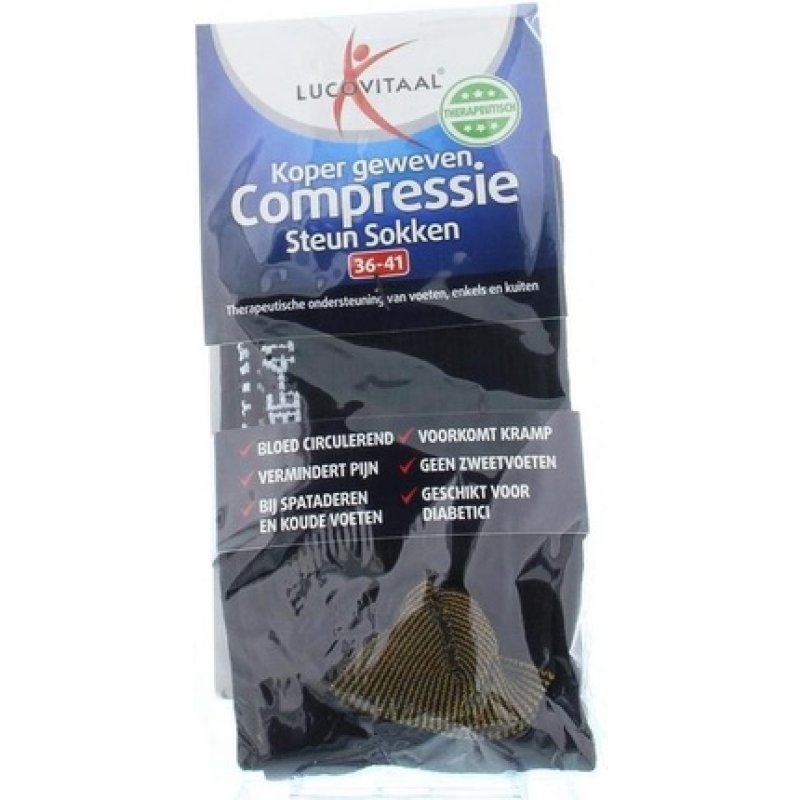 Lucovitaal Compression Support Socks Black Size 36-41 1 Pair