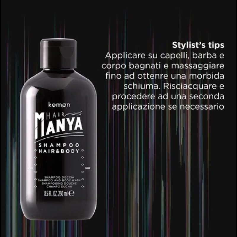 Kemon Hair Manya 3 in 1 Shower Gel for Body, Hair and Beard Care 250ml