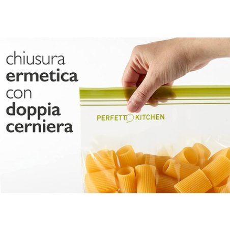 Perfetto 29143 Grocery Bags, Transparent And Green, L, Pack Of 15