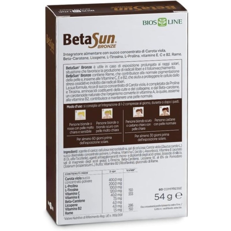 BETASUN Bronze Novelty Skin Preparation Supplement for Intense Tanning and Durability 60 Tablets