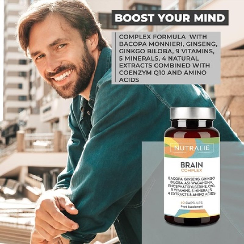 Nootropic Brain Supplement Memory Concentration Energy Focus Ginkgo Biloba Bacopa Monnieri Choline L-Tyrosine Ginseng