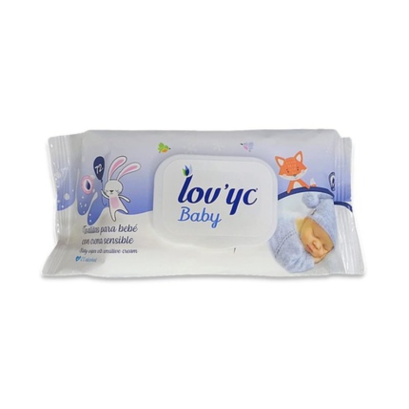 Lov'yc Baby Wipes With Sensitive Cream, 72 Wipes