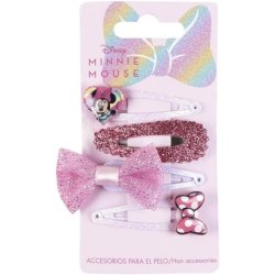 Minnie Mouse Hair Clips Pink Ideal for Decorating Hairstyles with Bow on Top and Glitter Original Product Designed in