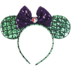 The Little Mermaid Hair Band Green and Purple Ideal for Decorating Hairstyles Fantasy Model with Bow and Ears Disney