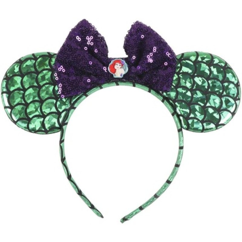 The Little Mermaid Hair Band Green and Purple Ideal for Decorating Hairstyles Fantasy Model with Bow and Ears Disney