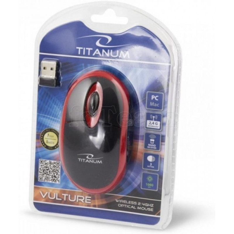 Souris sans fil Esperanza compatible Titanum Vulture 3D TM116R (Noir/Rouge)