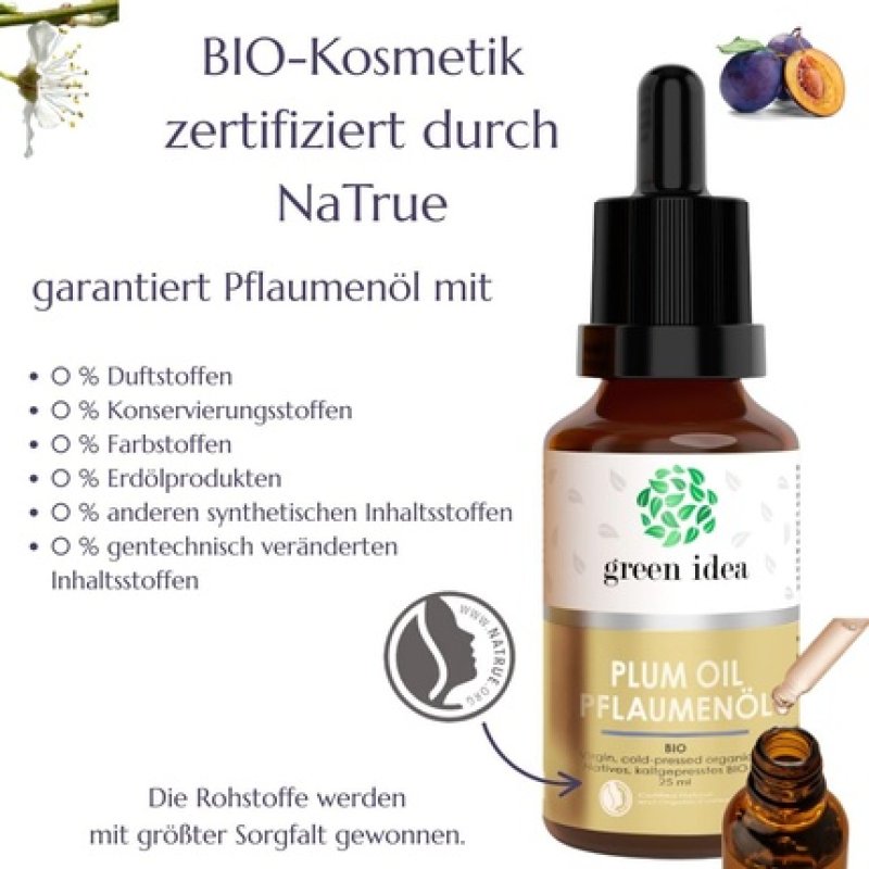 Green Idea Organic Plum Oil 100% Pure Cold-Pressed Face Oil