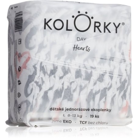 Kolorky Day Hearts diapers - Size L (8-13 Kg), 19 pcs