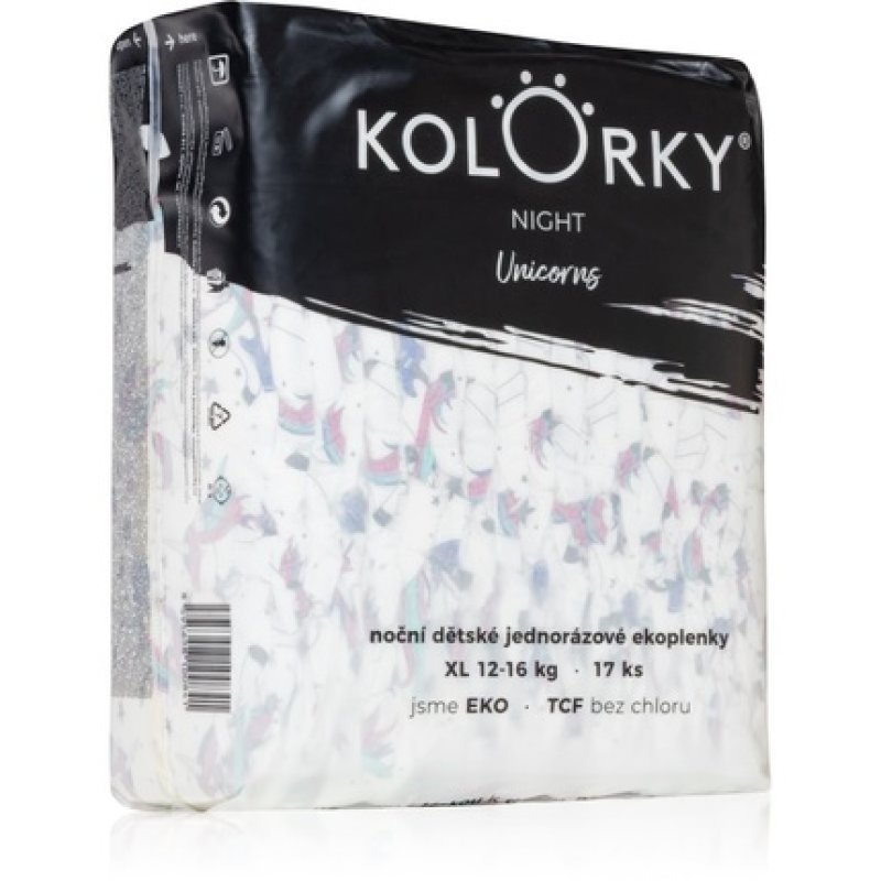 Kolorky Night Unicorn Disposable Diapers - Size: XL (12-16 Kg), Quantity: 17 pcs