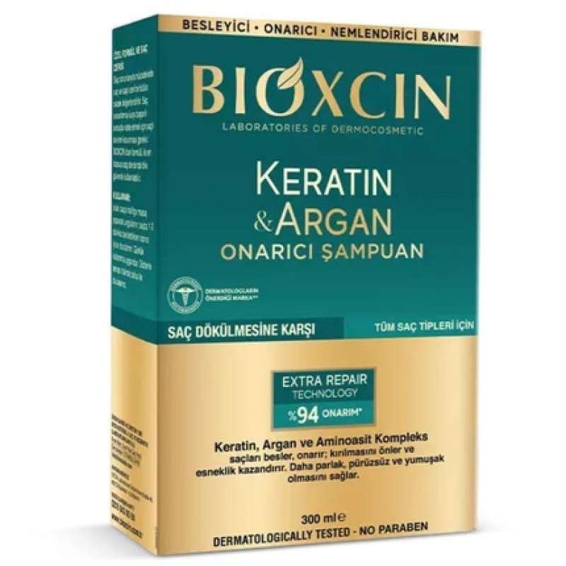Bioxcin Keratin & Argan Repair Shampoo 300ml for Weathered and Damaged Hair