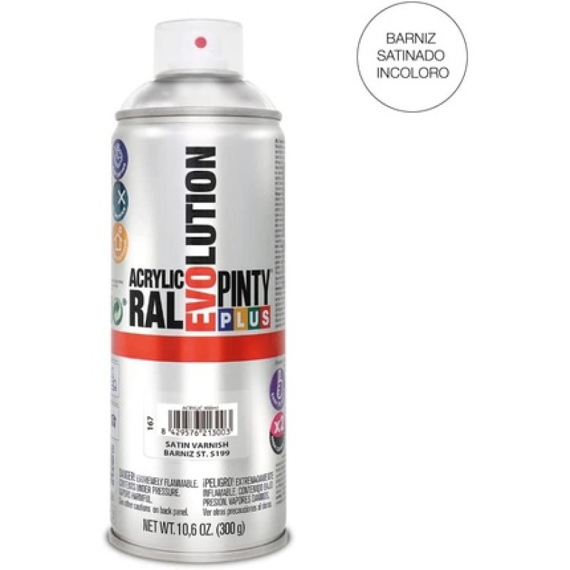 Acrylic Spray Paint Satin Varnish Pintyplus Evolution 400ml Satin Varnish S199
