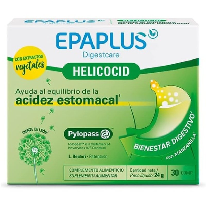 EPAPLUS Digestcare Helicocid Hat 30 Tablets Helps Balance Heartburn and Digestive Well-being with Chamomile and Natural